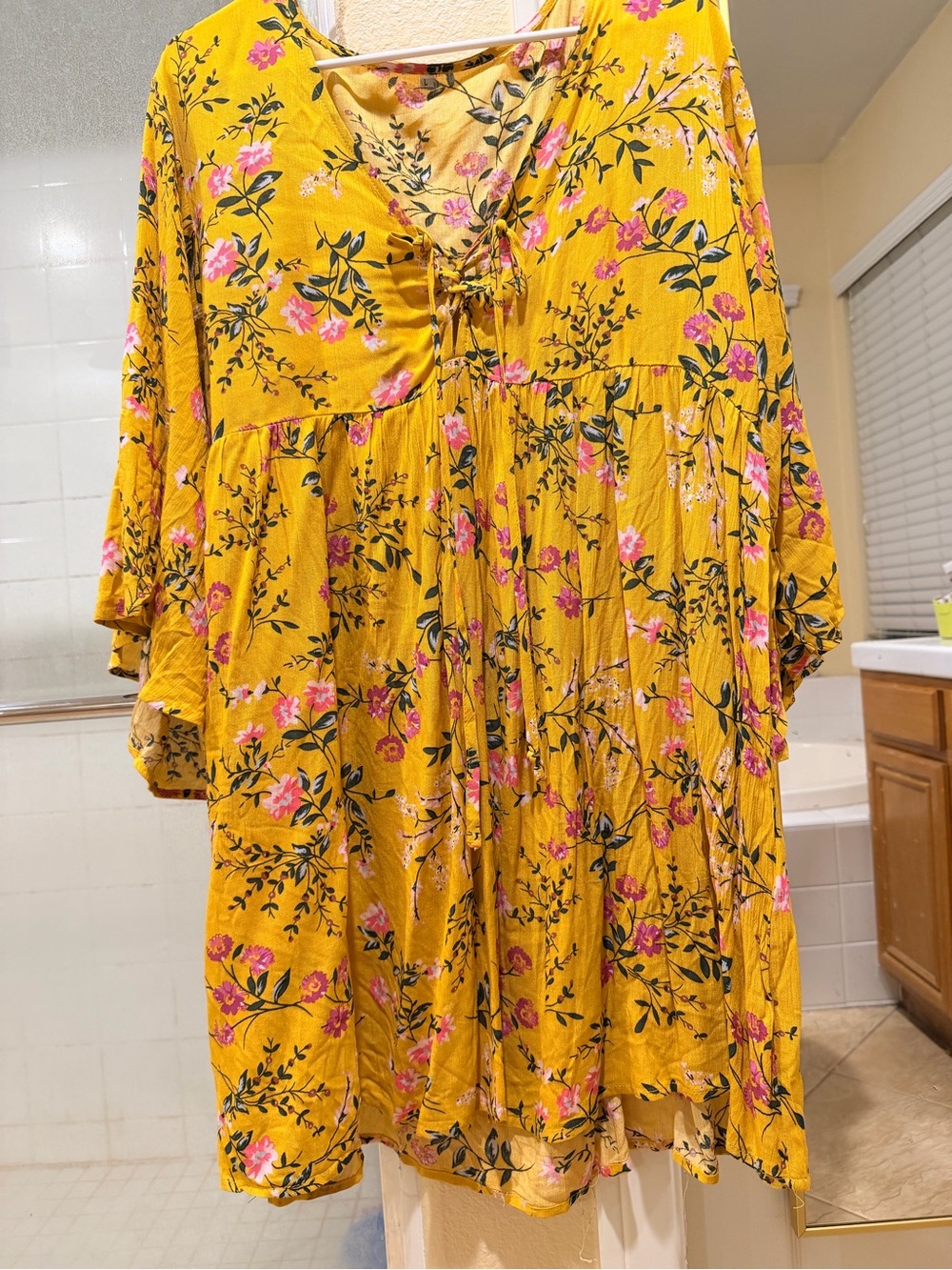 Yellow Floral Boho Tunic Dress
